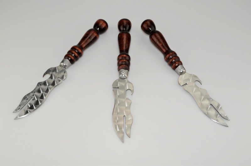 Grillmesser, Schaschlikmesser, Messer Holzgriff aus lackierter Buche mit Niete
